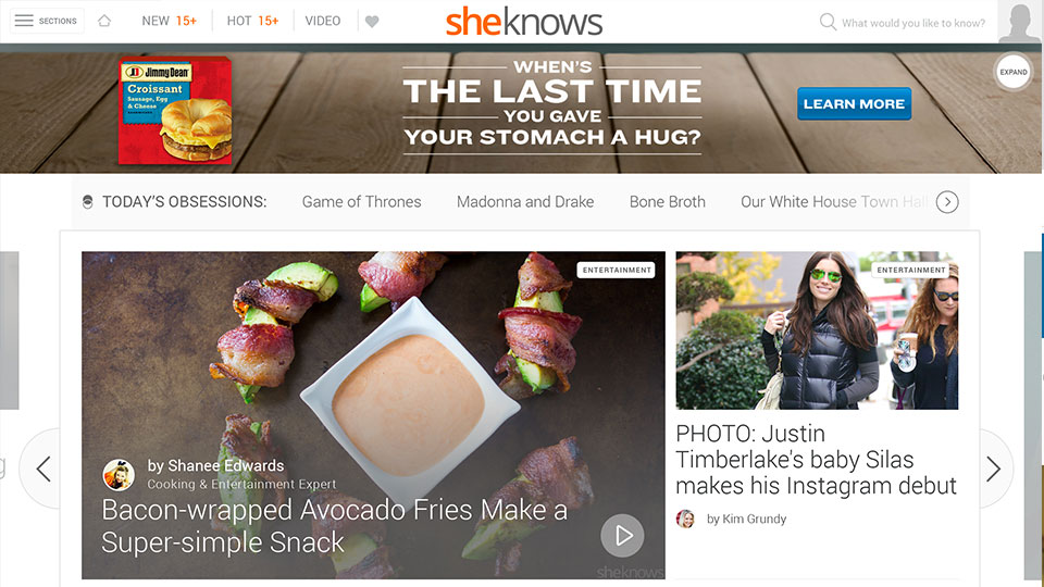 SheKnows Homepage Responsive Design
